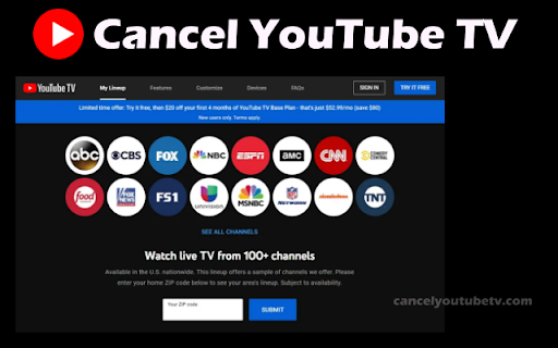 Cancel Youtube TV [Latest Update]  from Chrome web store to be run with OffiDocs Chromium online